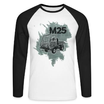 Multicar M25 - Unisex Long Sleeve Baseball T-Shirt - white/black - Front - Nik (191cm)