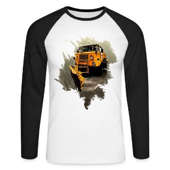 W50 Véhicule de déblaiement de routes Service d’hiver RDA - T-shirt baseball manches longues Homme - blanc/noir - Devant - Nik (191cm)