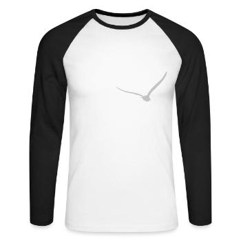 Trois mouettes | Mouette | Couleurs réglables - T-shirt baseball manches longues Homme - blanc/noir - Devant - Nik (191cm)