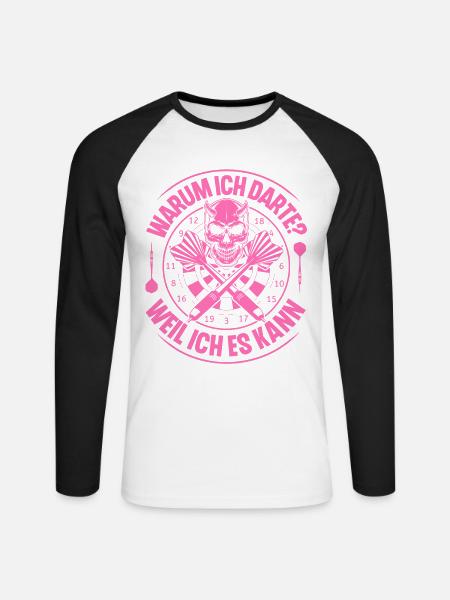 Dartspielerin Dart Darts Darten - Unisex Baseballshirt langarm - Weiß/Schwarz