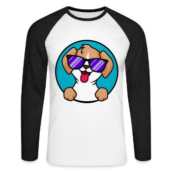 Cute little dog with sunglasses - Unisex Long Sleeve Baseball T-Shirt - white/black - Front - Nik (191cm)