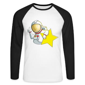 Astronaut Star - Unisex Long Sleeve Baseball T-Shirt - white/black - Front - Nik (191cm)