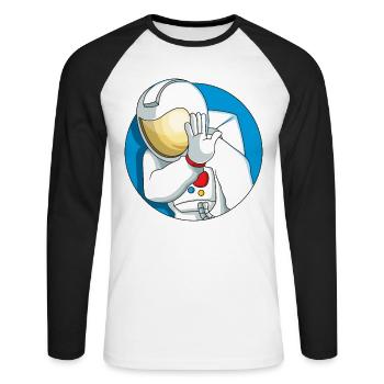 Astronaute timide - T-shirt baseball manches longues Homme - blanc/noir - Devant - Nik (191cm)