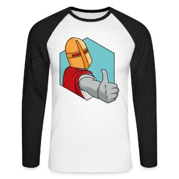 Pouce levé du chevalier - T-shirt baseball manches longues Homme - blanc/noir - Devant - Nik (191cm)