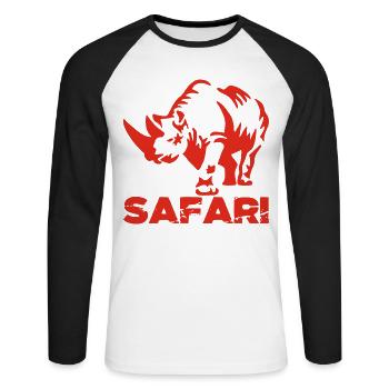 Safari et rhinocéros rouge - T-shirt baseball manches longues Homme - blanc/noir - Devant - Nik (191cm)