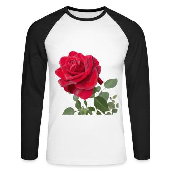 Rose rouge - T-shirt baseball manches longues Homme - blanc/noir - Devant - Nik (191cm)
