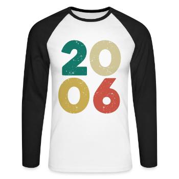 2006 - Millésime 2006 Rétro Vintage - T-shirt baseball manches longues Homme - blanc/noir - Devant - Nik (191cm)