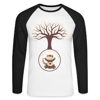 Furets des arbres - T-shirt baseball manches longues Homme - blanc/noir - Devant - Nik (191cm)