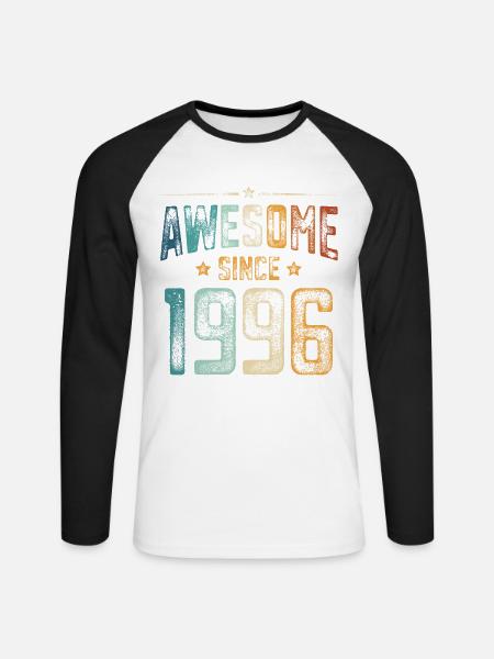 1996 Naissance Année de naissance - T-shirt baseball manches longues Homme - blanc/noir
