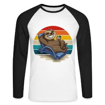 Paresseux Vacanciers Chilling - T-shirt baseball manches longues Homme - blanc/noir - Devant - Nik (191cm)