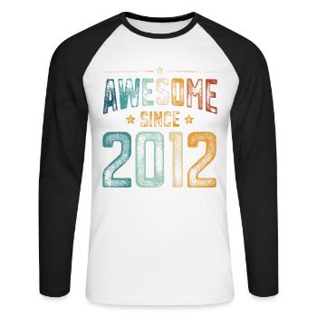 2012 Naissance Année de naissance - T-shirt baseball manches longues Homme - blanc/noir - Devant - Nik (191cm)