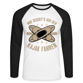 Kajak Kajakfahren - Unisex Baseballshirt langarm - Weiß/Schwarz - Vorne - Nik (191cm)