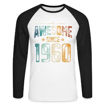 1960 Naissance Anniversaire Année de naissance - T-shirt baseball manches longues Homme - blanc/noir - Devant - Nik (191cm)