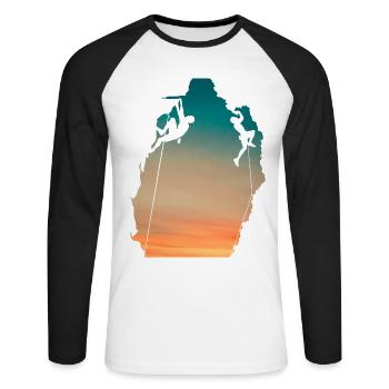 Couchersoleil falaise grimpeurs - T-shirt baseball manches longues Homme - blanc/noir - Devant - Nik (191cm)