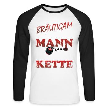 Bräutigam Hochzeit Polterabend - Lustiges Poltern - Unisex Baseballshirt langarm - Weiß/Schwarz - Vorne - Nik (191cm)