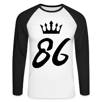 86 Number crown - Unisex Long Sleeve Baseball T-Shirt - white/black - Front - Nik (191cm)