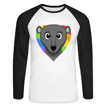 LGBT Tier Schwarzer Panther Regenbogen Herz - Unisex Baseballshirt langarm - Weiß/Schwarz - Vorne - Nik (191cm)