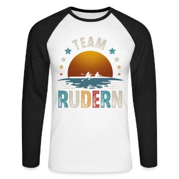 Rudern Ruderer Ruderboot Team - Unisex Baseballshirt langarm - Weiß/Schwarz - Vorne - Nik (191cm)