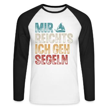 Segeln Segler Segelboot Retro Vintage - Unisex Baseballshirt langarm - Weiß/Schwarz - Vorne - Nik (191cm)