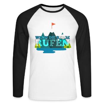 Wenn die Berge rufen Geschenk - Unisex Baseballshirt langarm - Weiß/Schwarz - Vorne - Nik (191cm)