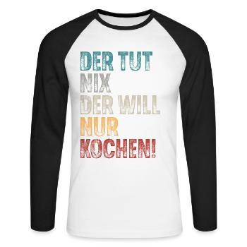 Koch - Unisex Baseballshirt langarm - Weiß/Schwarz - Vorne - Nik (191cm)