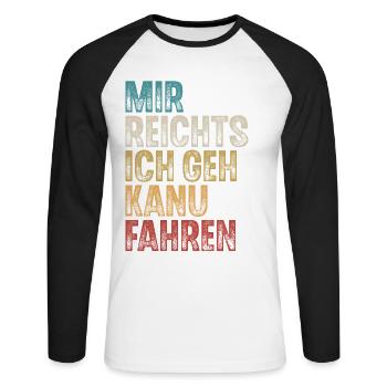 Kanu Kanufahrer Kanufahren - Unisex Baseballshirt langarm - Weiß/Schwarz - Vorne - Nik (191cm)