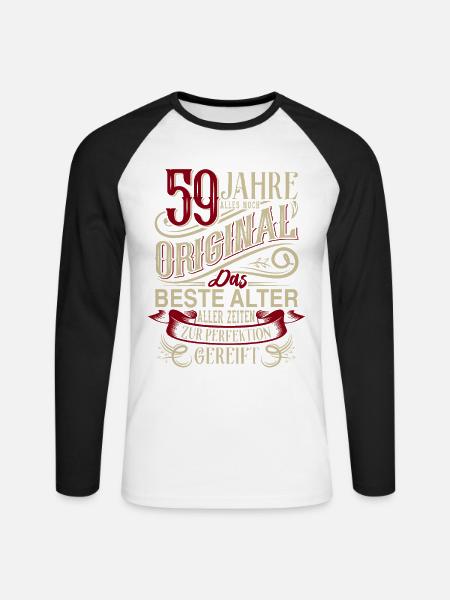 59. Geburtstag Vintage Retro - Unisex Baseballshirt langarm - Weiß/Schwarz
