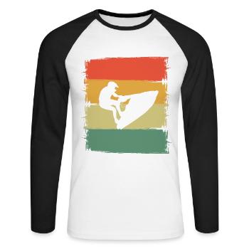 Jet ski - T-shirt baseball manches longues Homme - blanc/noir - Devant - Nik (191cm)