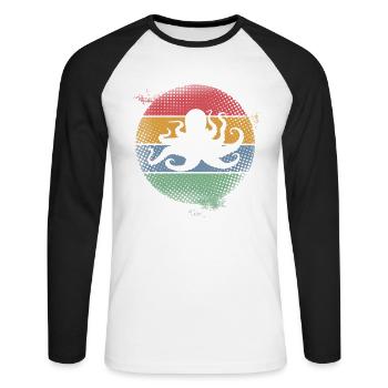 Octopus Octopus Octopus Marine Animal - Unisex Long Sleeve Baseball T-Shirt - white/black - Front - Nik (191cm)