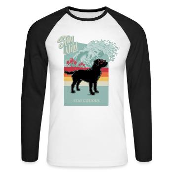 Stay Wild Surf Labrador - Unisex Baseballshirt langarm - Weiß/Schwarz - Vorne - Nik (191cm)