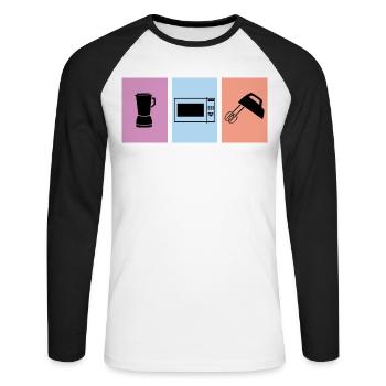 Cook - Unisex Long Sleeve Baseball T-Shirt - white/black - Front - Nik (191cm)