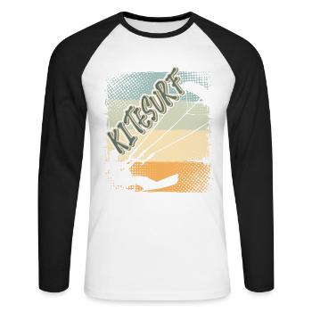 Kitesurfen Kitesurf Kitesurfer Kiteboard - Unisex Baseballshirt langarm - Weiß/Schwarz - Vorne - Nik (191cm)