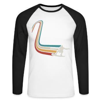 Wakeskate Wakeskating Wakeskater Wakeboard - T-shirt baseball manches longues Homme - blanc/noir - Devant - Nik (191cm)