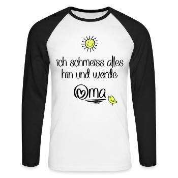 lustige Sprüche für Oma - Unisex Baseballshirt langarm - Weiß/Schwarz - Vorne - Nik (191cm)