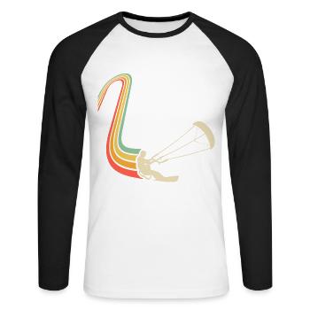 Kitesurfen Kitesurf Kitesurfer Kiteboard - Unisex Baseballshirt langarm - Weiß/Schwarz - Vorne - Nik (191cm)