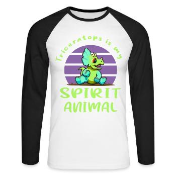 Tricératops - T-shirt baseball manches longues Homme - blanc/noir - Devant - Nik (191cm)