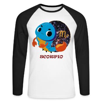 Signe du zodiaque Scorpion - T-shirt baseball manches longues Homme - blanc/noir - Devant - Nik (191cm)