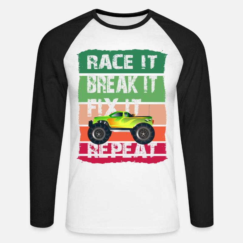 RC Modell Auto - Unisex Baseballshirt langarm - Weiß/Schwarz