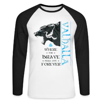 Grizzly Bear Valhalla Viking Bear Wotan Knots - Unisex Long Sleeve Baseball T-Shirt - white/black - Front - Nik (191cm)