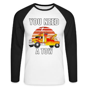 Tow truck operator tow truck driver - Unisex Long Sleeve Baseball T-Shirt - white/black - Front - Nik (191cm)