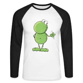 Funny Peace Frog I Frog Cartoon MODARTIS - Unisex Long Sleeve Baseball T-Shirt - white/black - Front - Nik (191cm)