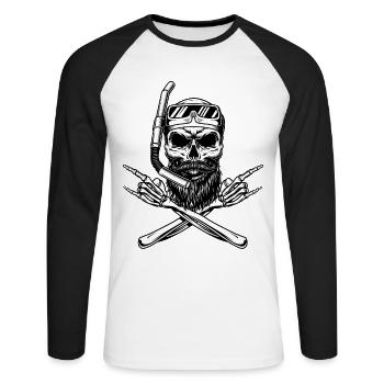 Plongeur Barbu Fan de Rock'n Roll - T-shirt baseball manches longues Homme - blanc/noir - Devant - Nik (191cm)