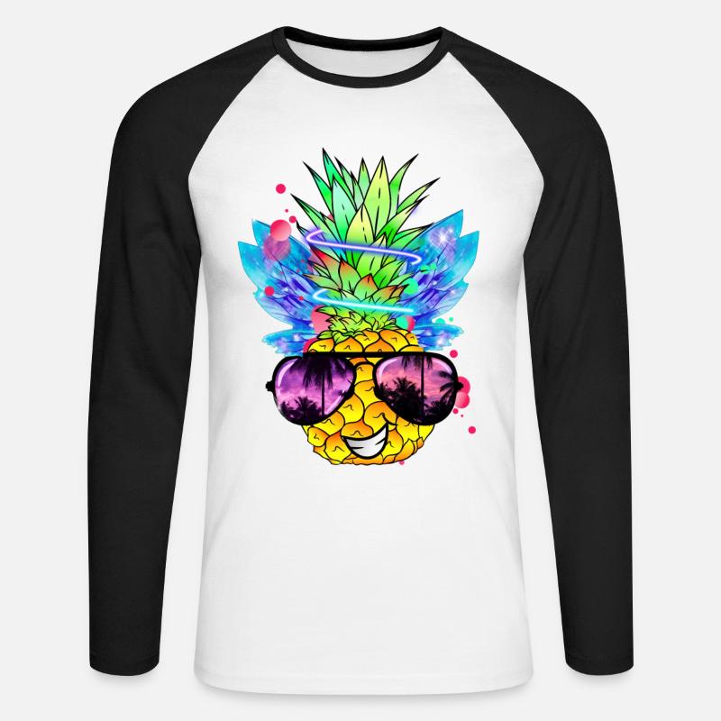 Ananas Kunst - Unisex Baseballshirt langarm - Weiß/Schwarz