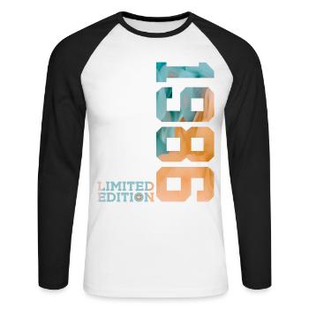 40E ANNIVERSAIRE ÉDITION LIMITÉE 1986 - T-shirt baseball manches longues Homme - blanc/noir - Devant - Nik (191cm)