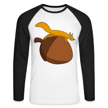L'écureuil contre le gland - T-shirt baseball manches longues Homme - blanc/noir - Devant - Nik (191cm)