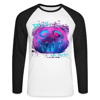 Neon Kürbis Trick Or Treat - Unisex Baseballshirt langarm - Weiß/Schwarz - Vorne - Nik (191cm)