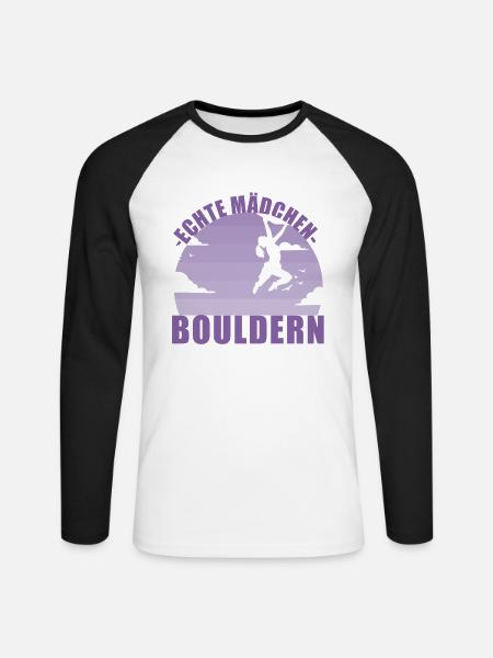 Bouldern Mädchen Hobby Boulderin Berge Geschenk - Unisex Baseballshirt langarm - Weiß/Schwarz