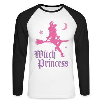 Princesse Sorcière - T-shirt baseball manches longues Homme - blanc/noir - Devant - Nik (191cm)
