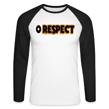Null Respect Street Typographie - T-shirt baseball manches longues Homme - blanc/noir - Devant - Nik (191cm)