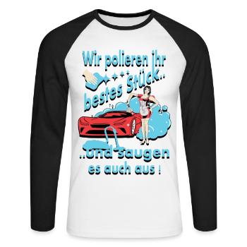 Car wash - Unisex Long Sleeve Baseball T-Shirt - white/black - Front - Nik (191cm)